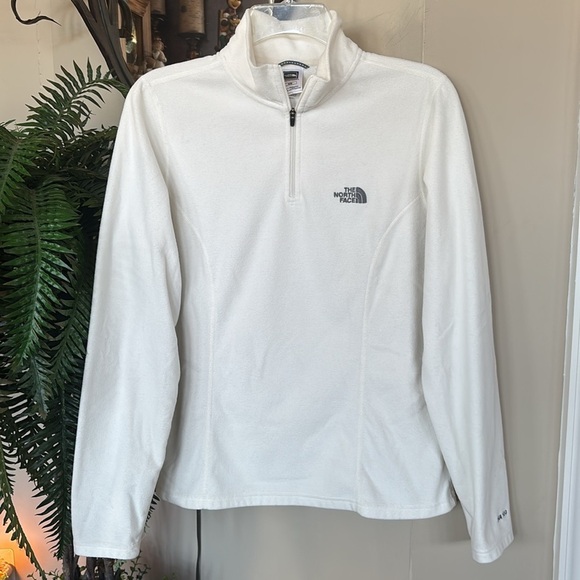 The North Face Off-White Fleece Quarter Zip Pullover w/ Embroidered Logo TKA 100 - Picture 1 of 14